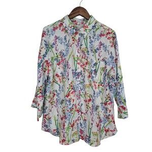 Chico's No Iron Floral Linen Shirt